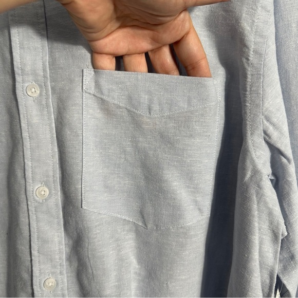 Old Navy Everyday Shirt size XL, linen blend, blue, NEW, fall, casual, office - Picture 4 of 10